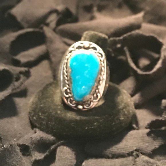 Jewelry - 1900s Turquoise Silver Ring /.925 Sterling Silver